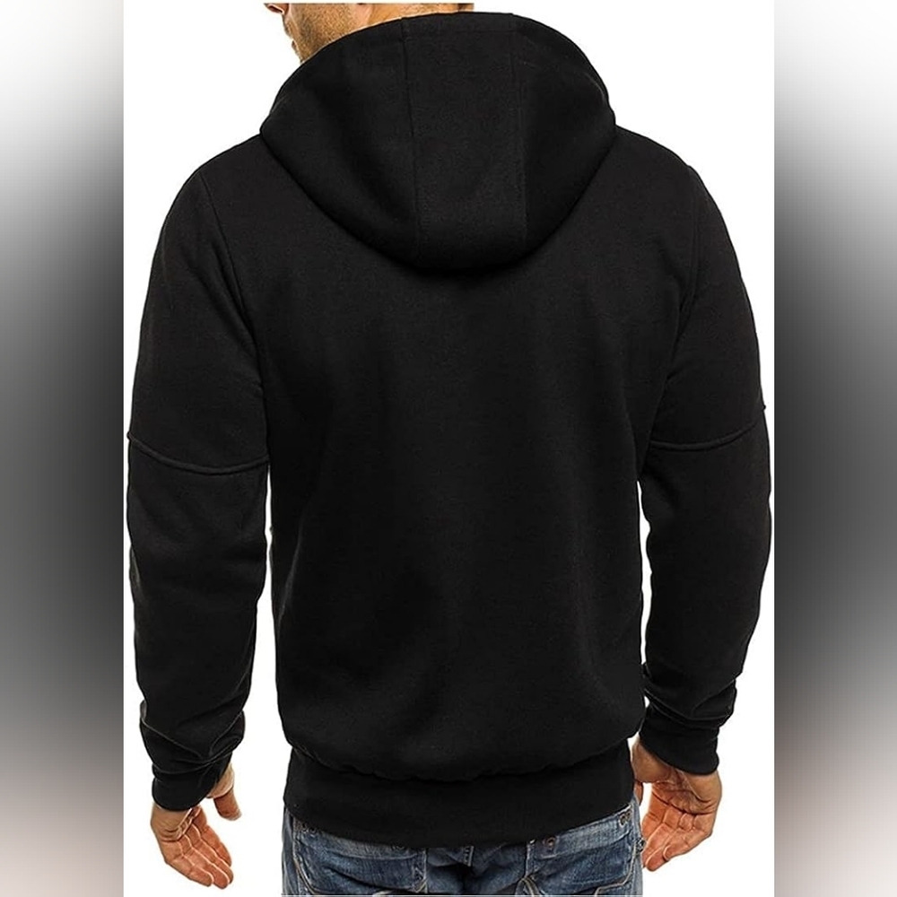 New Men's Full Zip Drawstring Hooded Sweater Multiple Sizes - Picture 3 of 6